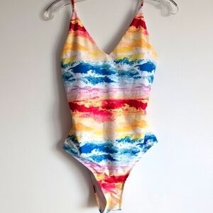 LIQUID Sunset Wave Print One Piece Swimsuit